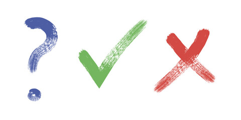 Tick and Cross sign elements. vector buttons for vote, election choice, check marks, approval signs design. Red X and green OK symbol icons check boxes. Check list marks, choice options, survey signs.