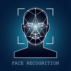 human face recognition scanning system. vector illustration