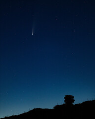 Naklejka premium Comet Neowise over Stowes Hill the Cheese-wring Bodmin Moor Cornwall