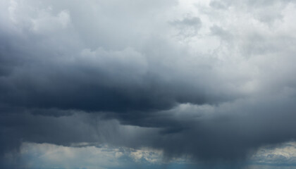 Beautiful blue dramatic sky background at daylight before rain .with white cumulus clouds