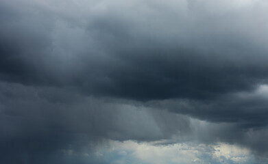 Beautiful blue dramatic sky background at daylight before rain .with white cumulus clouds