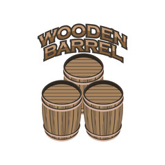 wooden barrel isolated on white background. vector illustration