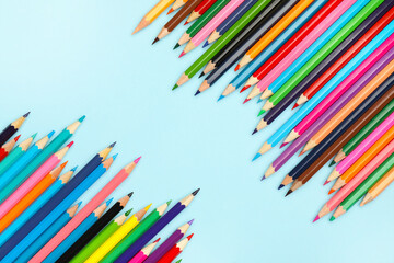 Ordinary pencils on color background