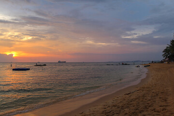 Beautiful sunset over Ba Keo Beach, Phu Quoc Island, Vietnam