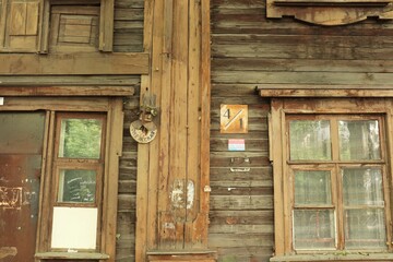 
Facade of an old wooden house