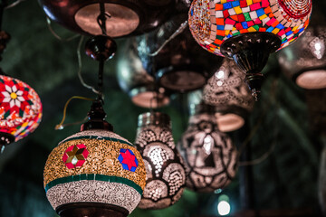 Radiant colours fill the Egyptian market of Khan Al-Khalili in Cairo
