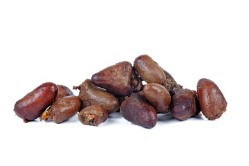 Smocked turkey (or chicken) hearts isolated on white background