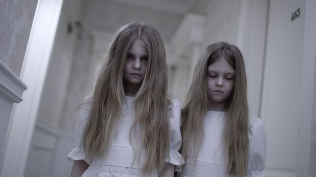 Mysterious little girls looking at cam, serial killer victims, zombie thriller
