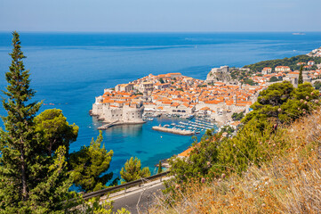 Fototapeta na wymiar View to the Old Port and Old Town of Dubrovnik, Croatia