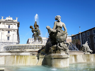 Fototapeta na wymiar The Fountain of the Naiads (Fontana delle Naiadi) in Piazza della Repubblica, Rome, ITALY