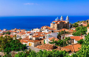 Naklejka premium Greece. Traditioal villages of Samos island - Marathakamboss with stunning sea views