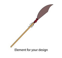 Halberd. Isolated on white. Weapon. Long-handled ax. Vector illustration