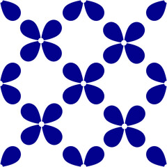 Fototapeta na wymiar Seamless pattern symbol in blue floral background, flower ornament. Blue ceramics design, simple decoration art, tile pattern seamless vector. 