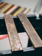 close up of stained wood planks