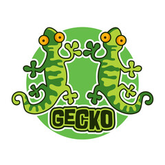 gecko lizard character isolated on white background.  vector illustration