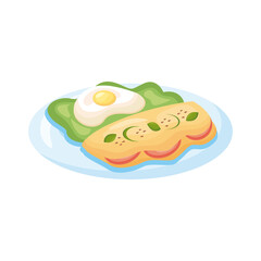 frieds eggs and sandwich breakfast detailed style icon