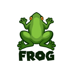 green frog logo isolated on white background. vector illustration