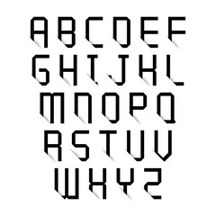 Black alphabet letters with shadow effect