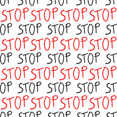 The inscription stop on a white background, seamless pattern, texture for design, vector illustration