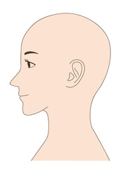 Mannequin of skinhead woman face. Vector illustration isolated on white background.