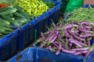 A variety of vegetables for sale at a market in Sri Lanka