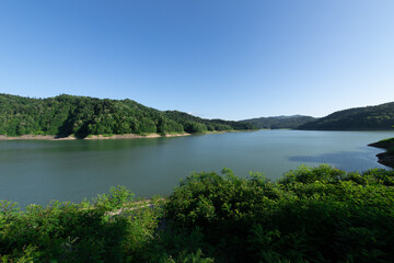 Fototapeta na wymiar 北海道　桂沢湖の夏の風景