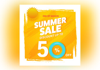 Summer Sale Banner Layout with Shiny Yellow Background