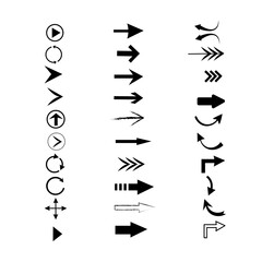 Vector collection of arrow symbols, cursor shape, pointers for website interface.