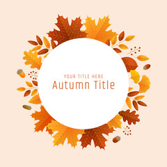 秋の葉っぱとどんぐりタイトル装飾