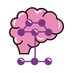 brain human with infographic line and fill style icon