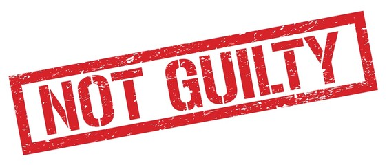 NOT GUILTY red grungy rectangle stamp.