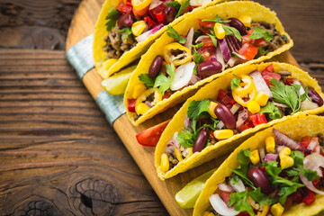 Mexican food - fresh tacos with ground meat 
