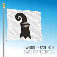 Canton of Basel City, official flag, Switzerland, european country, vector illustration