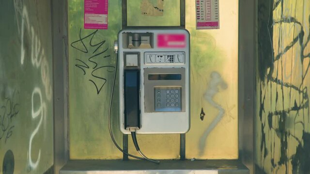 Old analog phone booth in Europe