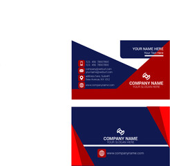 Horizontal Red and deep grey color business card vector template, simple clean layout design template 
