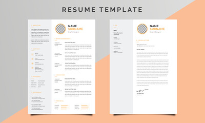 Professional Resume/CV Template with Cover Letter Design