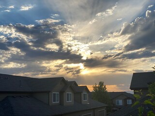 Sunset over the house