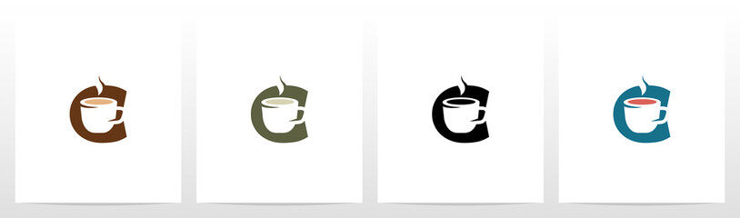 Tea Coffee Cup On Letter Logo Design C