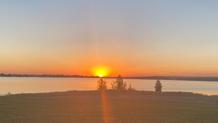 A sunrise over the sea