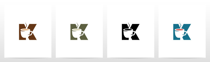 Tea Coffee Cup On Letter Logo Design K
