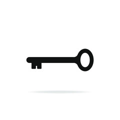 Old door key icon flat design isolated on white background. Vector illustration