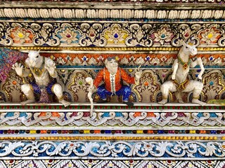 Stucco figure about Buddhism around the church of Wat Pariwas.Temple in Bangkok, Thailand (Public Domain)