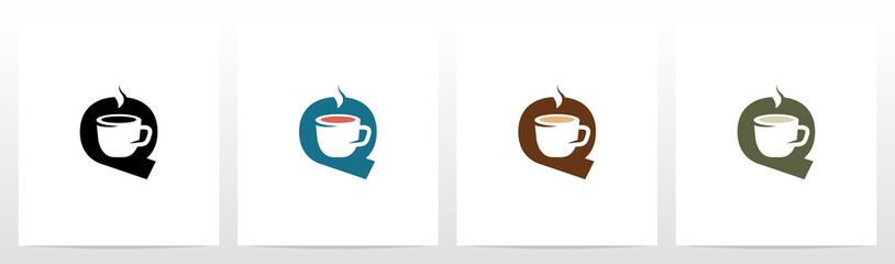 Tea Coffee Cup On Letter Logo Design Q