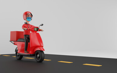 Online delivery service concept 3d rendering. 
Fast delivery by scooter on mobile smartphone.