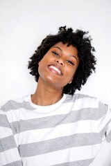 Young black woman candid smiling