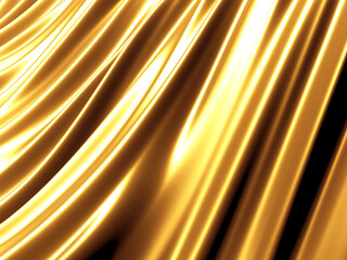 Golden abstract wavy liquid background