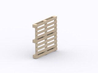 3D rendering perspective view of wooden epal type pallets on gray background