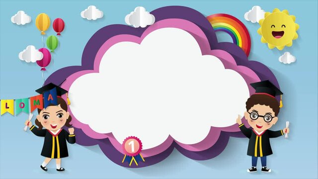 Kids Diploma certificate colorful background.
