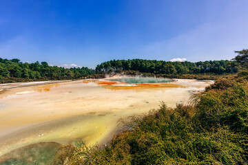 Artist’s Palette and Champagne Pool in Wai-O-Tapu geothermal area