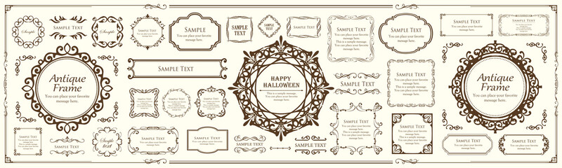 ハロウィンのフレーム素材、ハッピーハロウィン、パーティー、イベント、装飾素材、ビンテージ、